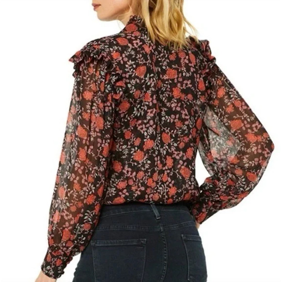 MISA Los Angeles NWT Red & Black Floral Ruffle Blouse Top – Medium - Picture 10 of 16